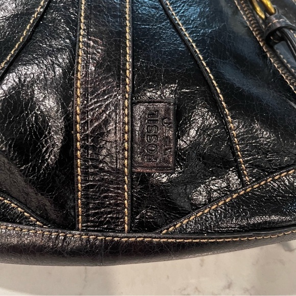 FOSSIL Y2K Genuine Leather Black Metallic Shoulder Bag - Picture 9 of 15
